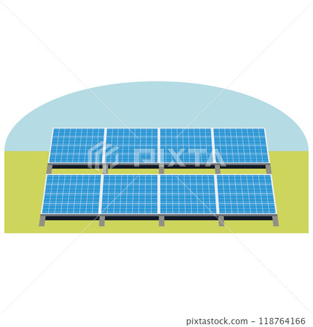 Illustration of a solar power generation system using solar panels 118764166