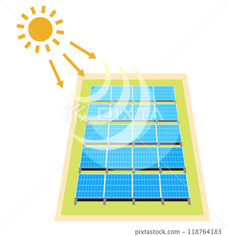 使用太陽能板的太陽能發電系統圖示 使用太陽能板的太陽能發電系統圖示 118764183