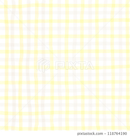 Yellow Beige Gingham Check Hand Drawn Pattern Background Overlay 118764190