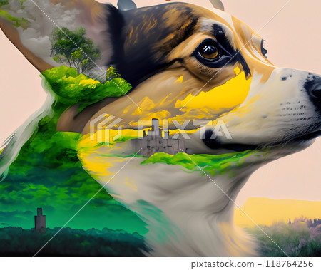 corgi, dog, castle 118764256
