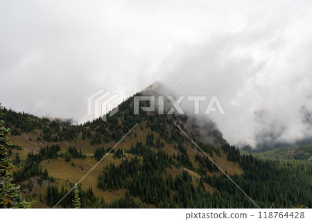 Stunning views of the lush Burroughs Mountains along Sunrise Rim Trail. 118764428