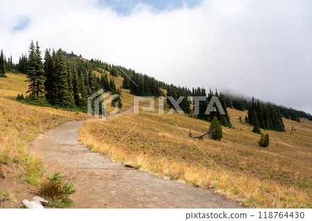 Stunning views of the lush Burroughs Mountains along Sunrise Rim Trail. 118764430