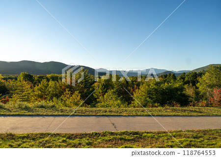A beautiful view of mountains in White Mountain National Forest. A beautiful view of mountains in White Mountain National Forest. 118764553
