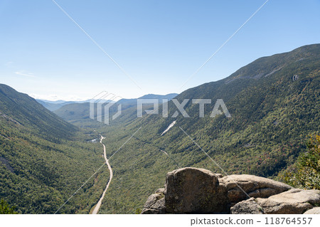 A beautiful view of mountains in White Mountain National Forest. A beautiful view of mountains in White Mountain National Forest. 118764557