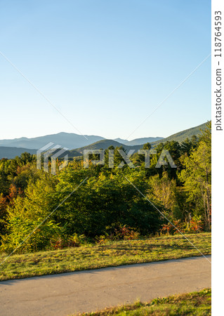 A beautiful view of mountains in White Mountain National Forest. A beautiful view of mountains in White Mountain National Forest. 118764593