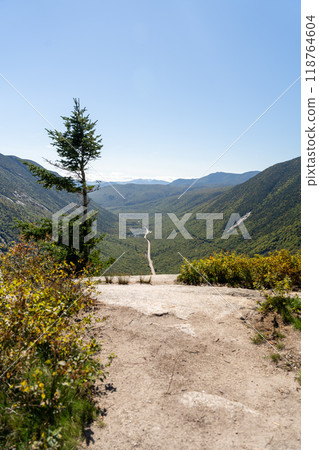 A beautiful view of mountains in White Mountain National Forest. A beautiful view of mountains in White Mountain National Forest. 118764604