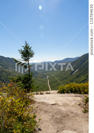 A beautiful view of mountains in White Mountain National Forest. A beautiful view of mountains in White Mountain National Forest. 118764630