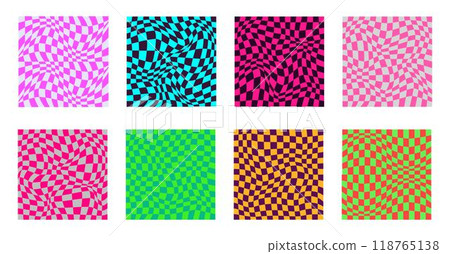 Psychedelic checkerboard pattern 118765138