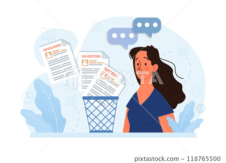 Dismissal of IT specialists. Mass layoffs of internet technolgy employee due to financial crisis. Overheated labor market. Flat vector illustration 118765500