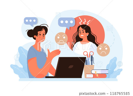 Condemnation. Public censure or judgement. Upset victim being bullyed and shamed by others. Flat vector illustration 118765585