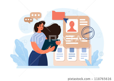 Company credibility. Brand reputation based on customer loyalty and trust. Corporate public relations strategy. Security of data. Flat vector illustration Company credibility. Brand reputation based on customer loyalty and trust. Corporate public relations strategy. Security of data. Flat vector illustration 118765616