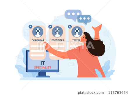 Dismissal of IT specialists. Mass layoffs of internet technolgy employee due to financial crisis. Overheated labor market. Flat vector illustration 118765634
