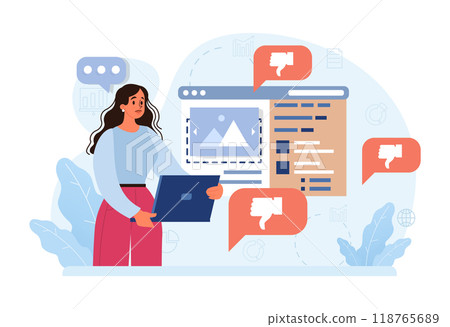 Condemnation. Public censure or judgement. Upset victim being bullyed and shamed by others. Flat vector illustration 118765689