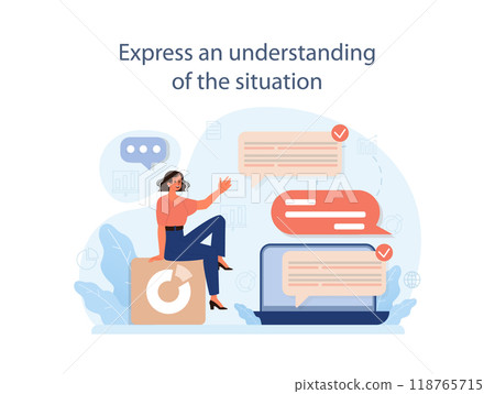 Express an understanding to deal with judgement at work. Employee dealing with pressure from manager, learning how to take constructive criticism. Flat vector illustration 118765715