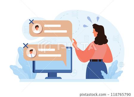 Condemnation. Public censure or judgement. Upset victim being bullyed and shamed by others. Flat vector illustration 118765790