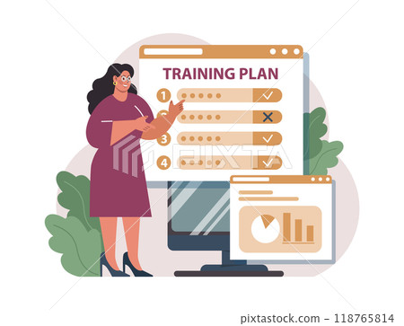 Online education. Character study remotely using internet, online services, application or website. Idea of e-learning and gaining knowledge by modern online courses. Flat vector illustration 118765814