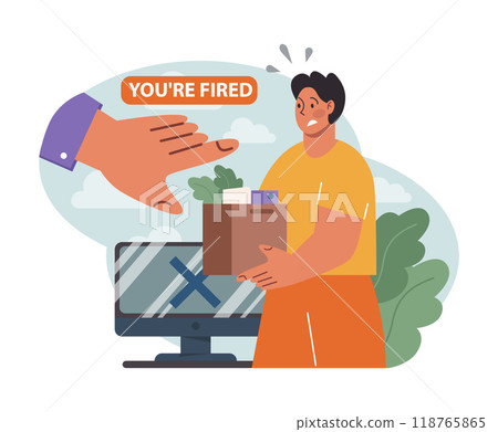 Dismissal of IT specialists. Mass layoffs of internet technolgy employee due to financial crisis. Overheated labor market. Flat vector illustration Dismissal of IT specialists. Mass layoffs of internet technolgy employee due to financial crisis. Overheated labor market. Flat vector illustration 118765865