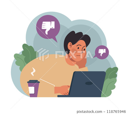 Condemnation. Public censure or judgement. Upset victim being bullyed and shamed by others. Flat vector illustration 118765946