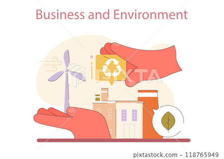 Small business and environment. Starting and developing a new start-up or local business with ecological regulation. Independent enterpreneurship planning and mannaging. Flat Vector Illustration 118765949