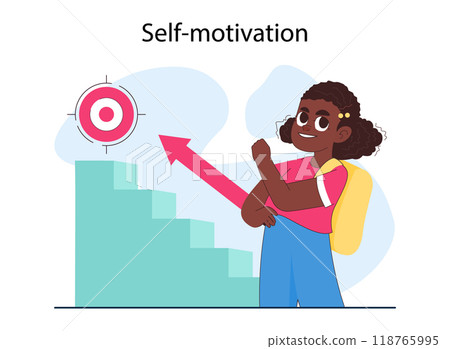 Emotional intelligence. Positive aspects of emotional intelligence, EQ development. Child with deep understanding of emotions and self-motivation. Flat vector illustration Emotional intelligence. Positive aspects of emotional intelligence, EQ development. Child with deep understanding of emotions and self-motivation. Flat vector illustration 118765995