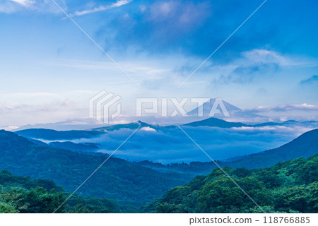 [Kanagawa Prefecture] Mount Fuji beyond the sea of clouds over Lake Ashi 118766885