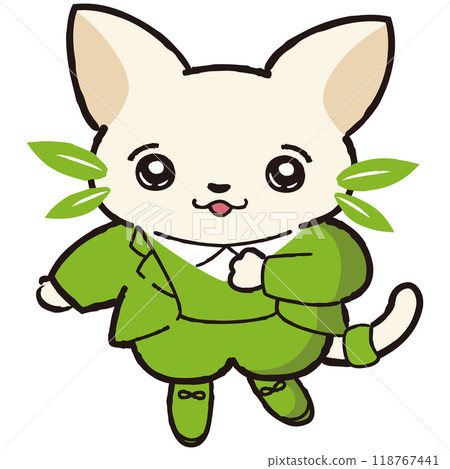 具有自然環境/植物圖案的貓角色插圖 118767441