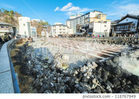 Hot spring town and Yubatake Hot spring town and Yubatake 118767949