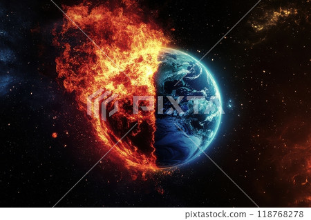 A photo of half desert and half green forest, evoking global warming (SDGs, eco, global warming, ecology, environmental issues) A photo of half desert and half green forest, evoking global warming (SDGs, eco, global warming, ecology, environmental issues) 118768278