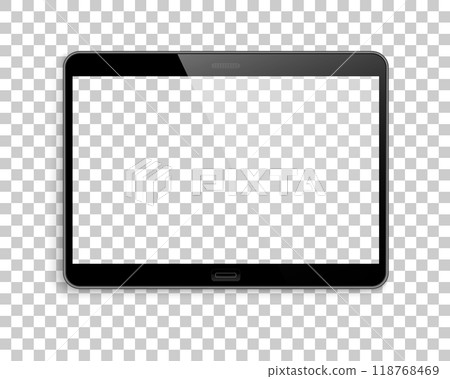 Device mockup transparent screen background. Modern realistic gadget, horizontal pattern. Vector isolated illustration 118768469