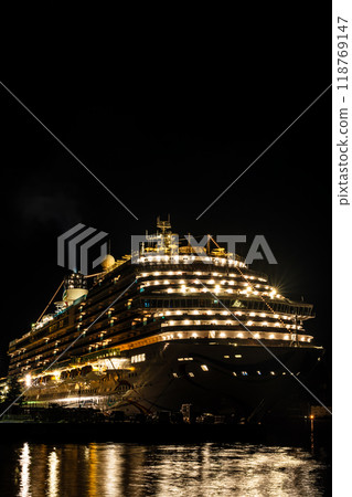Cruise ship arriving at Nagasaki Port (Adora Magic City) Night view from Mizube no Mori Park [Nagasaki City] 118769147