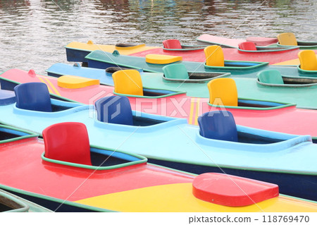 kayaking boats on river to hang out 118769470
