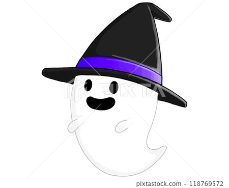 Smiling ghost wearing a big hat Purple Smiling ghost wearing a big hat Purple 118769572