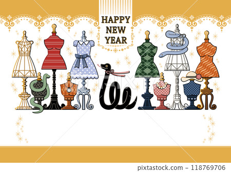 蛇年插畫新年賀卡設計「軀幹配件架人體模型」HAPPY NEW YEAR 蛇年插畫新年賀卡設計「軀幹配件架人體模型」HAPPY NEW YEAR 118769706