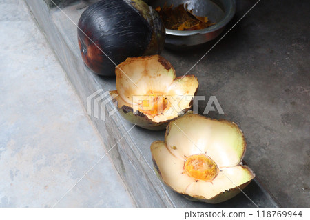 Borassus palm on house for eat and sell 118769944