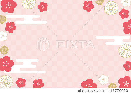 New Year's card template Japanese plum pattern 12 of 5 New Year's card template Japanese plum pattern 12 of 5 118770010