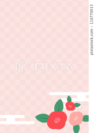 New Year's card template Japanese camellia pattern 11 of 5 118770013