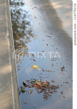 puddle, rain, reflection, rainy season, water droplets, outdoors, road, rainwater, water, water surface, nature, reflection, surface 118770218