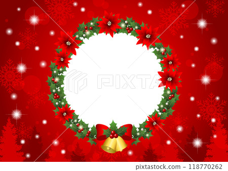 聖誕框架背景，紅色，聖誕花環，可愛，插圖，水平 118770262