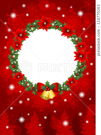 聖誕框架背景，紅色，聖誕花環，可愛，插圖，垂直 118770263