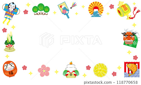 New Year's simple frame (New Year's objects and glitter) 118770658