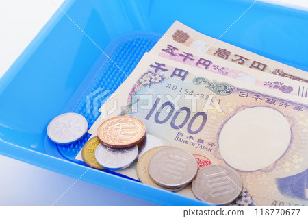 硬幣托盤和錢 118770677