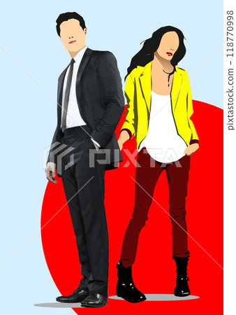 A couple of young people. 3d vector hand drawn illustration 118770998