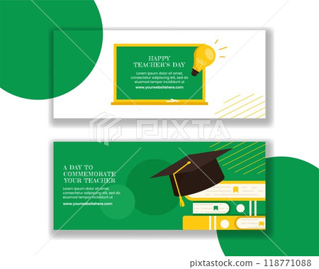 Teacher's Day Horizontal Banner Flat Cartoon Hand Drawn Templates Background Illustration Teacher's Day Horizontal Banner Flat Cartoon Hand Drawn Templates Background Illustration 118771088