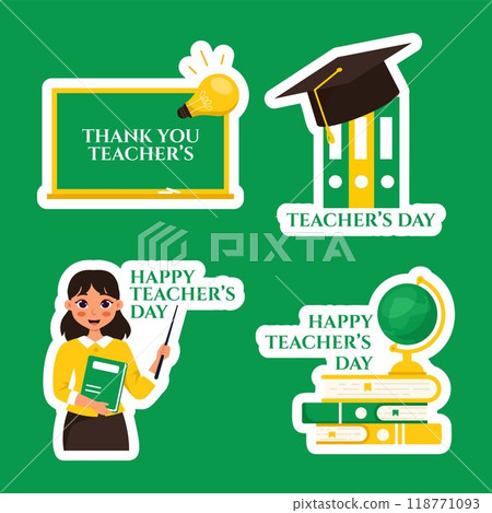 Teacher's Day Label Flat Cartoon Hand Drawn Templates Background Illustration Teacher's Day Label Flat Cartoon Hand Drawn Templates Background Illustration 118771093