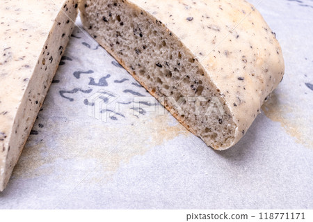 Freshly baked white bread with black sesame seeds Freshly baked white bread with black sesame seeds 118771171