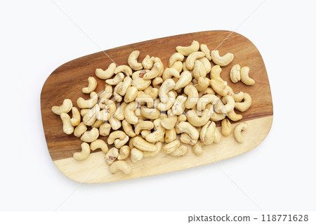 Cashew nuts on white background. 118771628