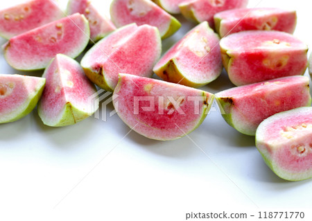 Fresh pink guava on white background. 118771770