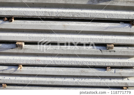 Concrete piles foundation on construction site 118771779