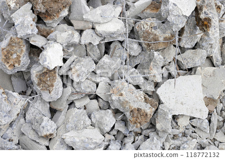 Piles of rubble after house demolition Piles of rubble after house demolition 118772132