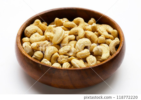 Cashew nuts on white background. 118772220